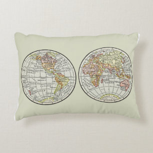Wereldkaartbol Globe Halfronden Poster uit 1916 in Accent Kussen