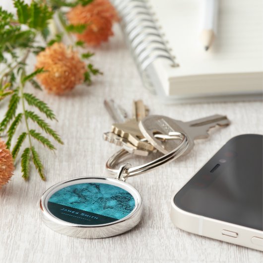  Wereldkaarten Aangepaste naam Blauw Sleutelhanger (Zijkant)