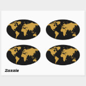 wereldkaarten ~ aanpasbare kleur ovale sticker (Vel)