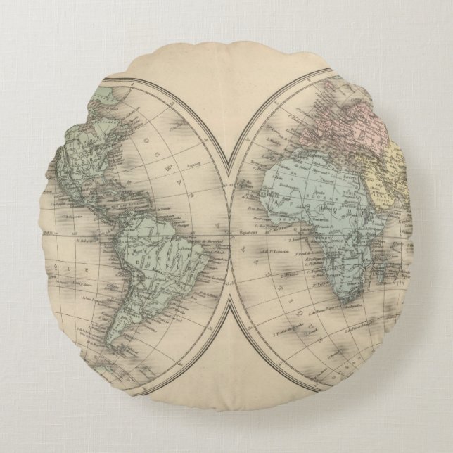 Wereldkaarten Rond Kussen (Voorkant)