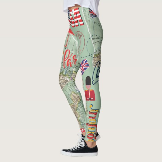 Wereldkaarten voor het ontwerpen van reisliefhebbe leggings (Links)