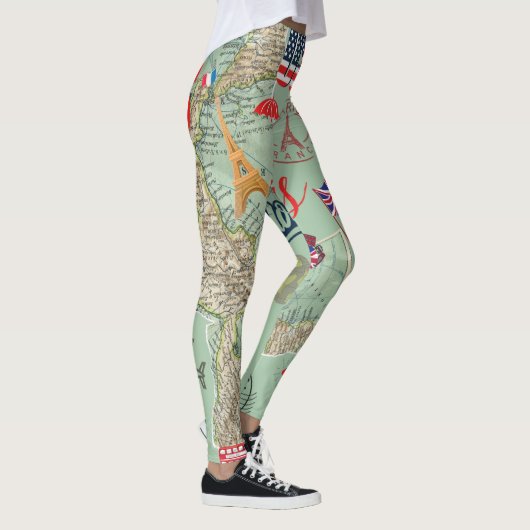 Wereldkaarten voor het ontwerpen van reisliefhebbe leggings (Rechts)