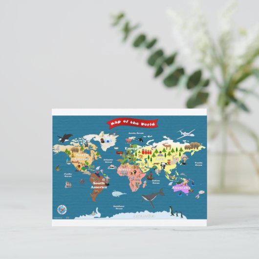 Wereldkaarten voor kinderen briefkaart (Staand voorkant)
