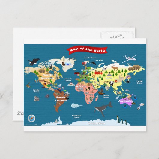 Wereldkaarten voor kinderen briefkaart (Voorkant / Achterkant)