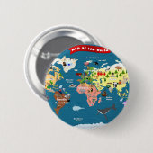 wereldkaarten voor kinderen ronde button 5,7 cm (Voorkant /achterkant)