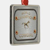 Wereldkampioen Cowgirl-cadeaus Metalen Ornament (Rechts)