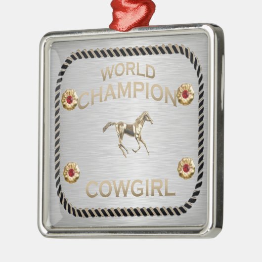 Wereldkampioen Cowgirl-cadeaus Metalen Ornament (Links)