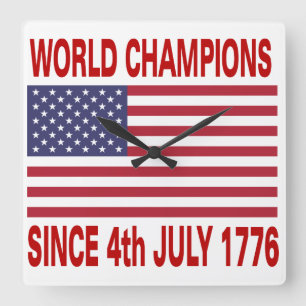 Wereldkampioenen sinds 4 juli 1776 vierkante klok