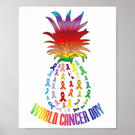 Wereldkankerdag bewustzijn zeggende Ananas  Poster (Voorkant)
