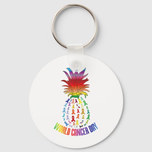 Wereldkankerdag bewustzijn zinnen Ananas  Sleutelhanger (Voorkant)