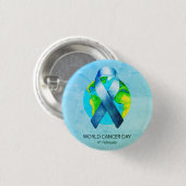 Wereldkankerdag - WC Blue/Blauwgroen lint Ronde Button 3,2 Cm (Voorkant /achterkant)