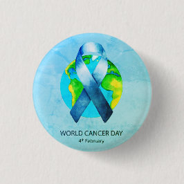 Wereldkankerdag - WC Blue/Blauwgroen lint Ronde Button 3,2 Cm