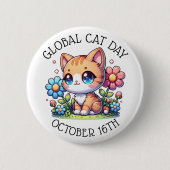Wereldkattendag 16 oktober ronde button 5,7 cm (Voorkant)