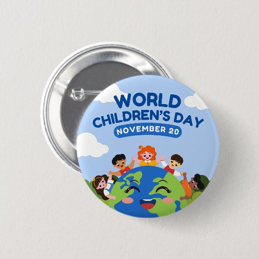 Wereldkinderdag | 20 november ronde button 5,7 cm (Voorkant /achterkant)