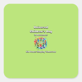 Wereldkinderdag. Kind Power Shaping Tomorrow. Vierkante Sticker