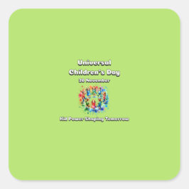 Wereldkinderdag. Kind Power Shaping Tomorrow. Vierkante Sticker
