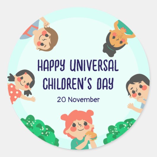 Wereldkinderdag | Universele Dag van het Kind Ronde Sticker (Voorkant)