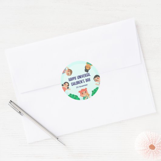 Wereldkinderdag | Universele Dag van het Kind Ronde Sticker (Envelop)