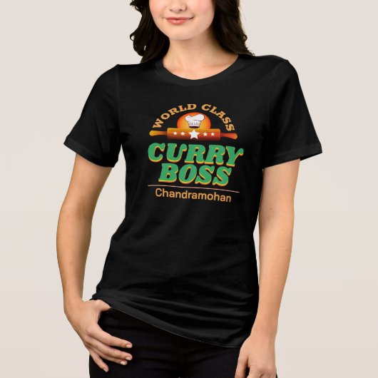 Wereldklasse CURRY BOSS Caribische Keuken Tri-Blend Shirt (Voorkant)