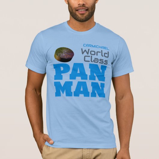 Wereldklasse Pan Man op BLAUW T-shirt (Voorkant)