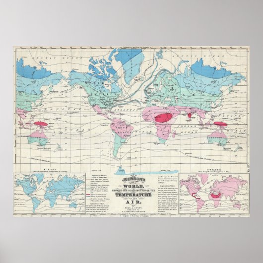  wereldklimaatkaart (1870) poster (Voorkant)