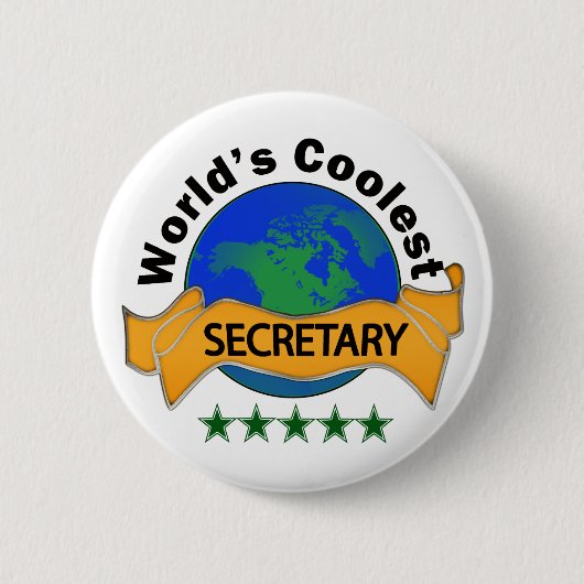 Wereldkoelste secretaris ronde button 5,7 cm (Voorkant)