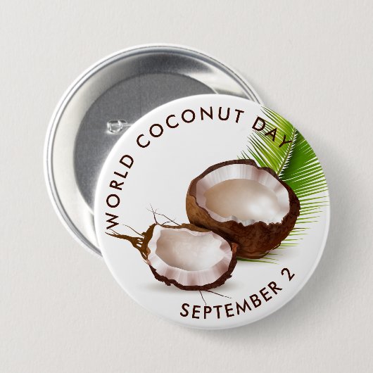 Wereldkokosnoot dag ronde button 7,6 cm (Voorkant /achterkant)