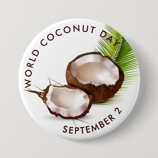 Wereldkokosnoot dag ronde button 7,6 cm (Voorkant)
