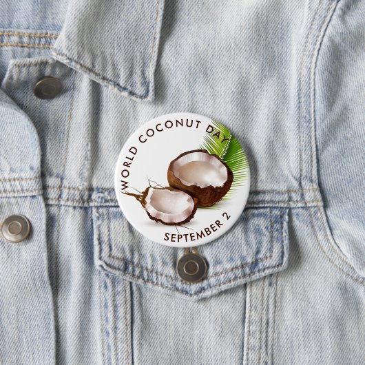 Wereldkokosnoot dag ronde button 7,6 cm (In situ)