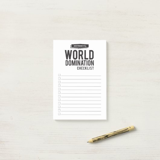 Wereldlijst voor dominantie | Funny Custom Name Post-it® Notes (Op bureau)