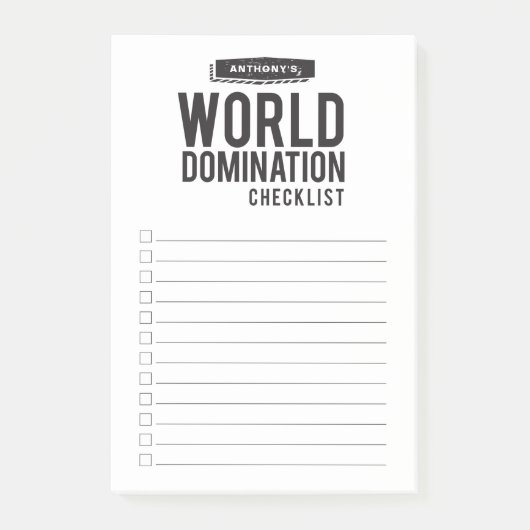 Wereldlijst voor dominantie | Funny Custom Name Post-it® Notes (Voorkant)