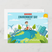 Wereldmilieudag 5 juni Aangepaste tekst Wereldbol Briefkaart (Voorkant / Achterkant)