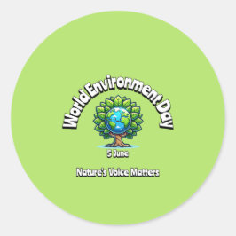 Wereldmilieudag. 5 juni ronde sticker