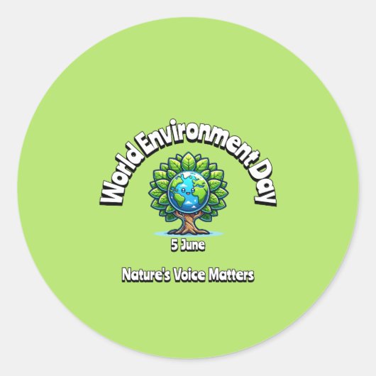 Wereldmilieudag. 5 juni ronde sticker (Voorkant)