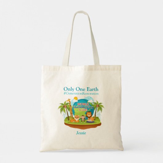 Wereldmilieudag aangepaste tekst Oerwouden Tote Bag (Achterkant)
