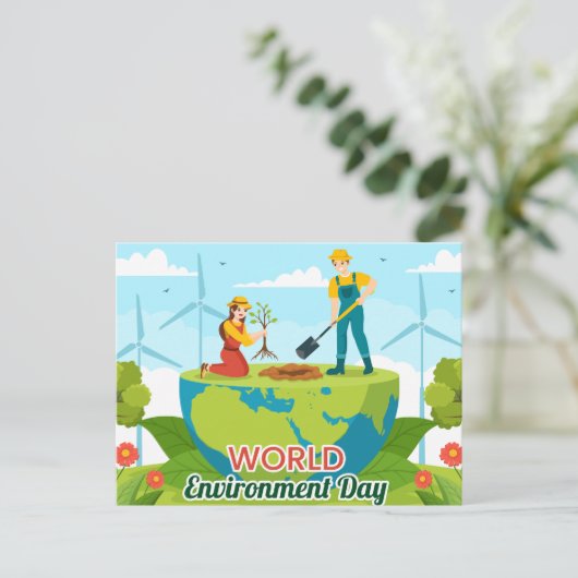 Wereldmilieudag aangepaste tekstbomen Plant Briefkaart (Staand voorkant)