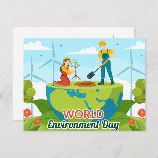 Wereldmilieudag aangepaste tekstbomen Plant Briefkaart (Voorkant / Achterkant)