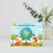 Wereldmilieudag aangepaste tekstplanetbomen briefkaart (Staand voorkant)
