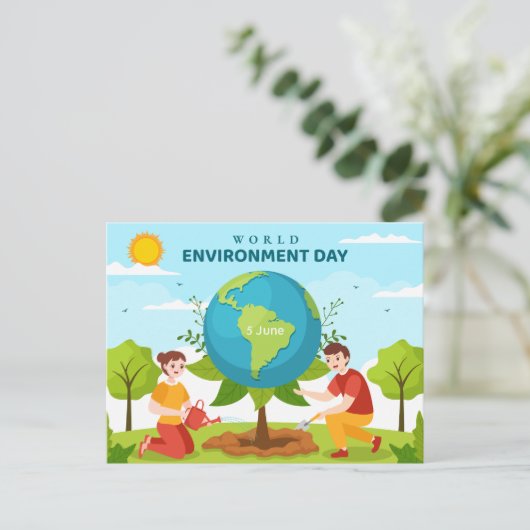 Wereldmilieudag aangepaste tekstplanetbomen briefkaart (Staand voorkant)