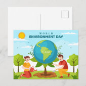 Wereldmilieudag aangepaste tekstplanetbomen briefkaart (Voorkant / Achterkant)