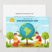 Wereldmilieudag Boomplanting Plat Kaart (Voorkant / Achterkant)