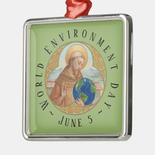 Wereldmilieudag en Sint-Francis van Assisi Metalen Ornament (Links)