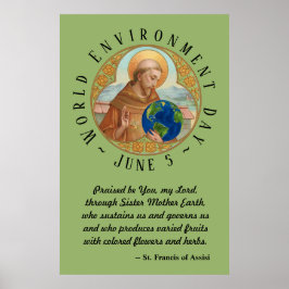 Wereldmilieudag en Sint-Francis van Assisi Poster