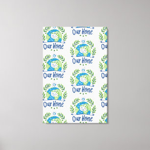 Wereldmilieudag - Happy Earth Illustration Canvas Afdruk