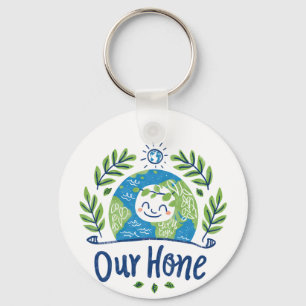 Wereldmilieudag - Happy Earth Illustration Sleutelhanger