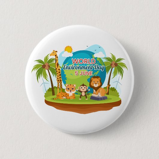 Wereldmilieudag levende apen Oerwouden dieren Ronde Button 5,7 Cm (Voorkant)