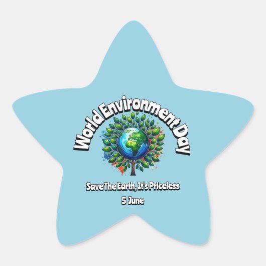 Wereldmilieudag Ster Sticker (Voorkant)