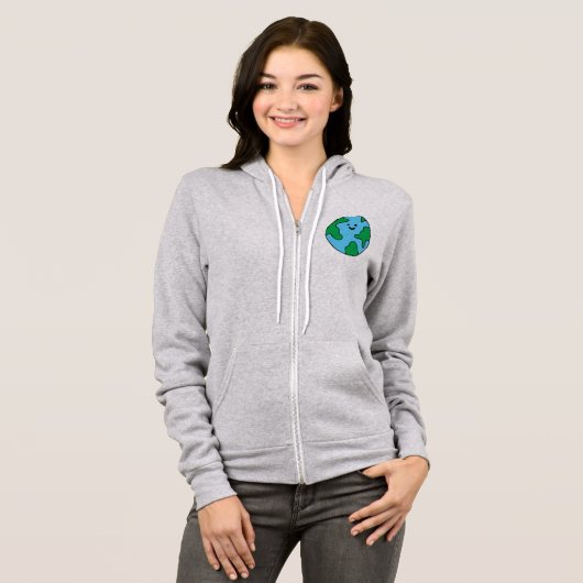 Wereldmilieuvriendelijk pictogram Happy Earth Clip Hoodie (Voorkant volledig)