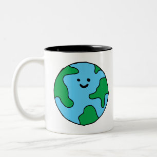 Wereldmilieuvriendelijk pictogram Happy Earth Clip Tweekleurige Koffiemok