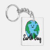 Wereldmilieuvriendelijk pictogram op aarde Happy E Sleutelhanger (Voorkant Links)